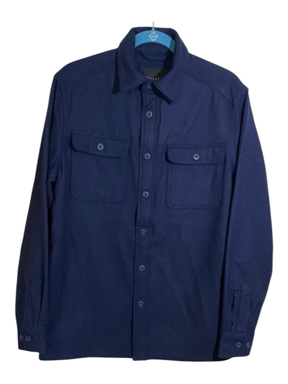 Christian Lacroix Wool Blend Shirt Jacket Long Sleeve Button Front Navy Small